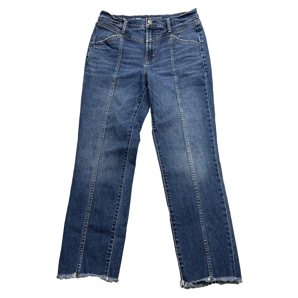 ANA Women's‎ Jeans Size 6 High Rise Stretch Panel Straight Leg Crop Raw Hem